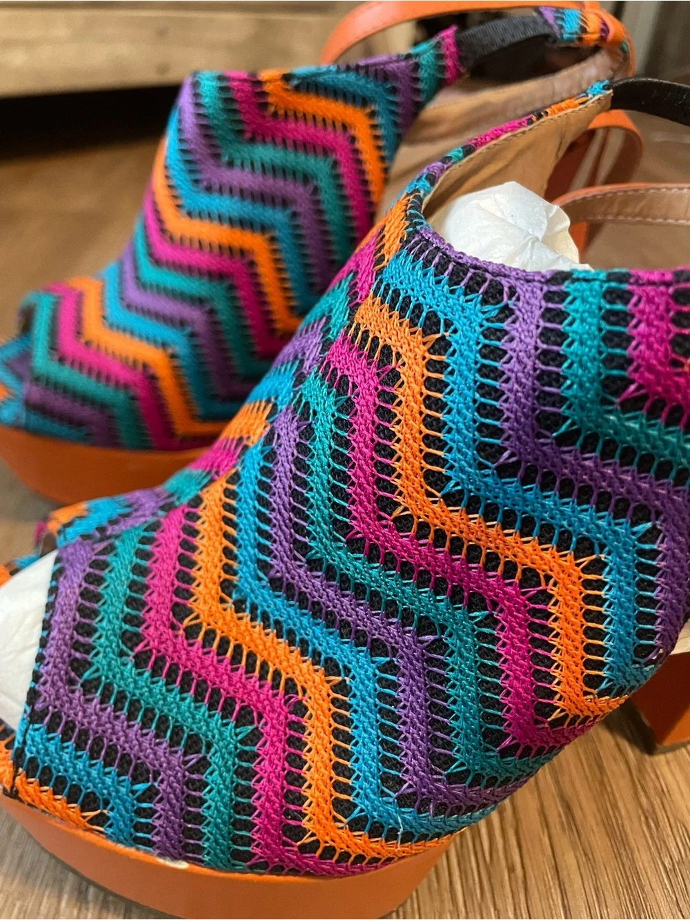 Women’s Multicolor Crochet Platform Sandals - Unbranded